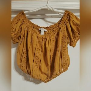 Mustard colored crop top